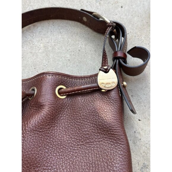 Vintage Dooney & Bourke Dark Brown Leather Drawstring Shoulder Bag Purse - Picture 5 of 16